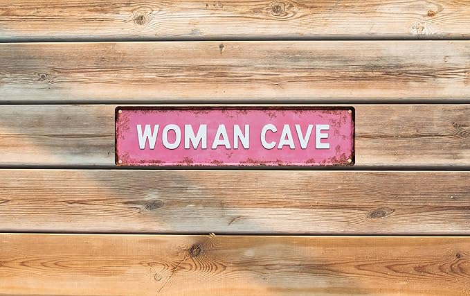 Vintage Tin Woman Cave Sign Retro Metal Sign Suitable For Home Street Shop Garage Bar Farm Garden - Multi-Purpose Metal Sign For Indoor/Outdoor Use Plaque 4x16 Inch