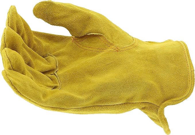 Ironcat Premium Grade Split Cowhide Leather Drivers Glove, Keystone Thumb, Slip-On, Brown