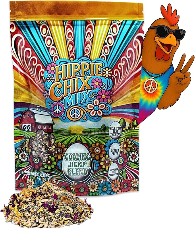Thorns & Thyme Hippie Chix Mix Hemp Blend – High-Protein Herbal Supplement for Chickens – Supports Molting, Immunity & Egg Production – Helps Deter Pests Naturally – Made in The USA
