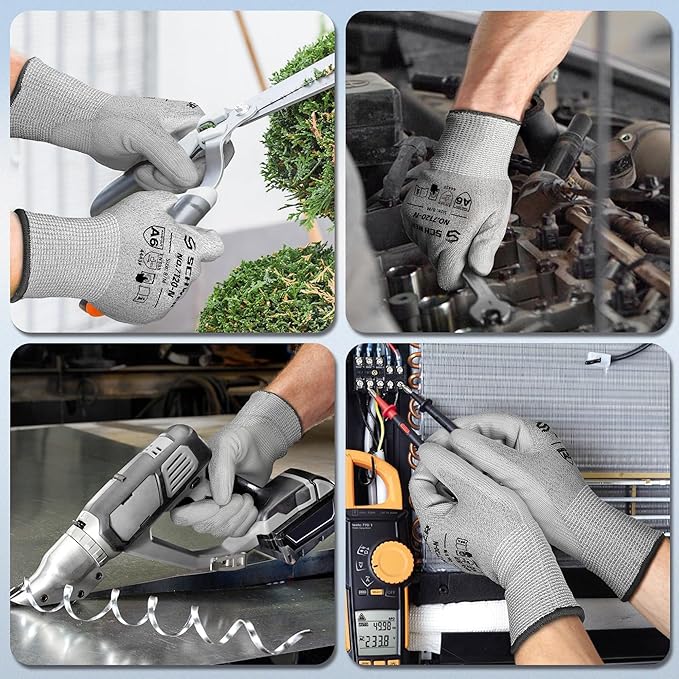 Schwer 3 Pairs Cut Resistant Gloves ANSI A6/A7 (Send Randomly) Cut Proof Work Gloves, Touchscreen, for Men and Women Used for Woodworking, Glass Cutting, Construction, Car Repair, XL