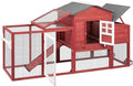 Chicken Coop Solid Wood with Large Run Cage 2 Stories - Asphalt Roof, Nest Box, Pu Wheels, Expandable Solid Wood Cage