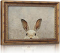 Vintage Gold Framed Wall Art Bunny canvas wall decor Easter Bunny Painting Prints Funny Rabbit Ears Picture Poster Retro Animals Artwork for Easter Decor Kids Room Home Living Bedroom 12x16in