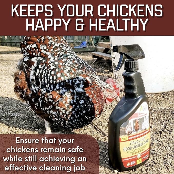 Chick Fresh - Odor Control Spray for Backyard Chickens. Eliminator of Chicken Coop & Brooders Odor & Ammonia! 24 oz Poultry Spray Bottle Poultry Supplies from