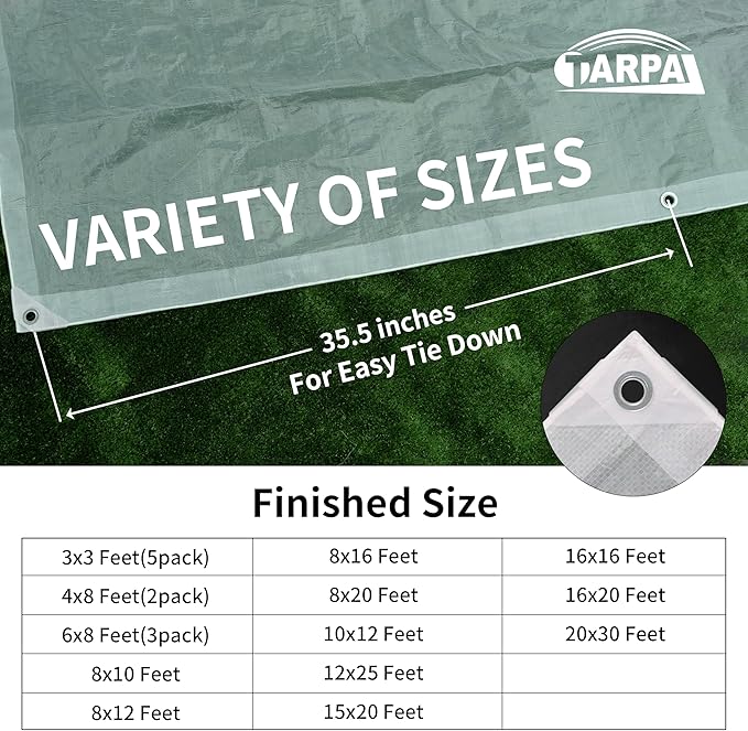TARPAL 8'x16' Semi Clear White Tarp Waterproof Green House Cover with Grommets 7.5mil Clear Poly tarps for Gardening,Farm, Garden,Chicken Coops，Outdoor