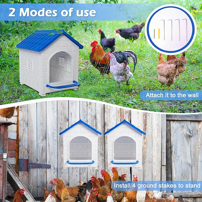 HiCaptain Chicken Nesting Box, Plastic Compartment Chicken Nesting Boxes for Chickens Coop for Laying Eggs for Hens, Ducks and Poultry with Chick Nesting Pads, Blue