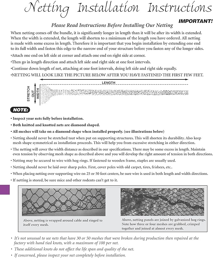 Aviary Netting Heavy Knotted 2 inch Poultry Net (12.5 ft x 150 ft)