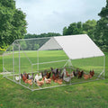 Large Metal Chicken Coop, 13.1'L x 9.8'W x 6.6'H Walk-in Poultry Cage, Chicken Run Pen House with Waterproof & Anti-Ultraviolet Cover Chicken Coop Run for Outdoor Backyard Farm