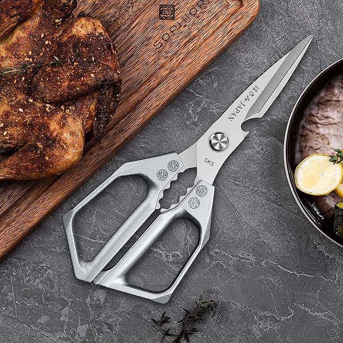 Plys Poultry Shears, Kitchen Scissors for Food, Japanese All Purpose Heavy Duty for Chicken Wing/Bone, Meat, Quail, Fish, Turkey, Vegetables, Stainless Steel Cooking Aid Scissors, Dishwasher Safe