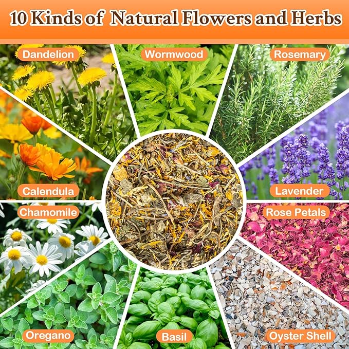 MAQIHAN Chicken Nesting Herbs - 10oz Dried Herbs & Flowers Mix for Coop Bedding, Natural Chicken Treats to Support Egg Laying, Feather Quality & Hen Wellness, Vacuum Sealed
