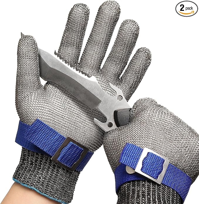 Schwer SlicePro ANSI A9 Cut Resistant Glove PR1706, Stainless Steel Mesh Metal Glove, Food Grade for Kitchen Cooking, Butcher Meat Cutting, Oyster Shucking, Mandoline, (XL, 1 Pair)