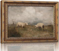 Vintage Gold Framed Farmhouse Animal Wall Art Retro Country Sheep Oil Painting Wall Decor Farm lamb Canvas Prints Retro Rustic Poster Artwork for home decor kitchen Living Bedroom 12x16in