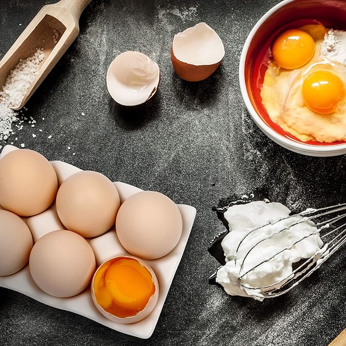 6 Cups Egg Tray Serveware, Eggs Dispenser, Egg Holder Set Kitchen Restaurant Fridge Storage Decorative Accessory (White,2 pack)