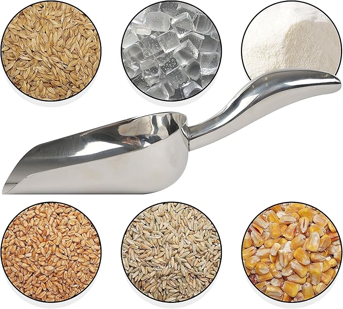 LEMONSODA Stainless Steel Utility Ice Scoop - 14 Ounces - Rustproof Metal - Great for Bar, Ice, Flour, Coffee, Containers - Bar Ice Scoop, Dry Bin, Dry Goods, Candy (10.6 Inches)
