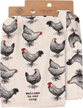 Primitives by Kathy Decorative Kitchen Towel, Welcome to Our Coop with Chicken Design, Homestead Style, Fun Design