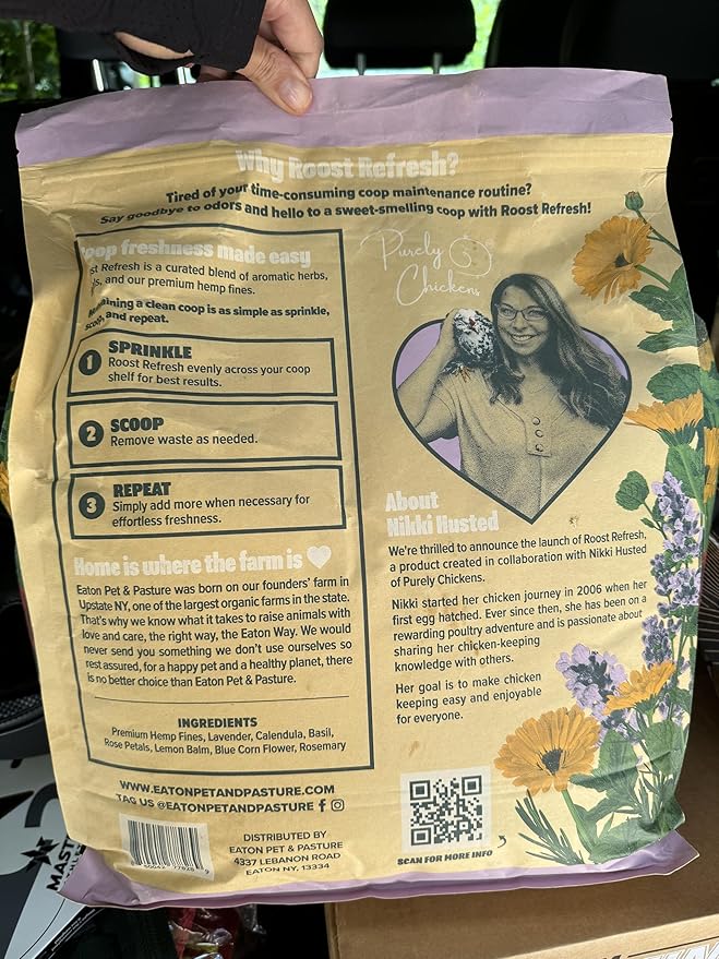 Eaton Pet and Pasture Roost Refresh, Aromatic Herb and Hemp Blend, Odor Eliminator, Coop Freshness Made Easy, 5LB