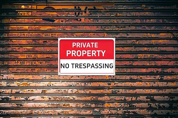 Private Property No Trespassing Sign – Rust-Free Aluminum Sign, Reflective, Waterproof, and Weather-Resistant Design, Suitable for Home, Garden, Yard, Residential, Business, Farm, and Public Areas – 8x12 Inches