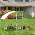 Large Metal Chicken Coop, Walk-in Poultry Cage, Chicken Run Pen House with Waterproof & Anti-Ultraviolet Cover Chicken Coop Run with Double Lockable Doors for Outdoor and Backyard 9.8 x 6.5X 6.6ft