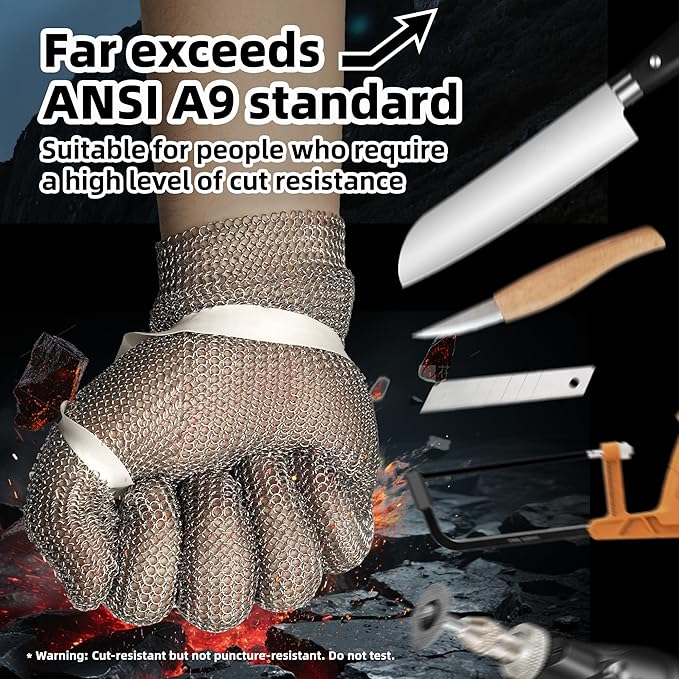 Schwer Highest Level Cut Resistant Stainless Steel Metal Mesh Chainmail Glove, XXL