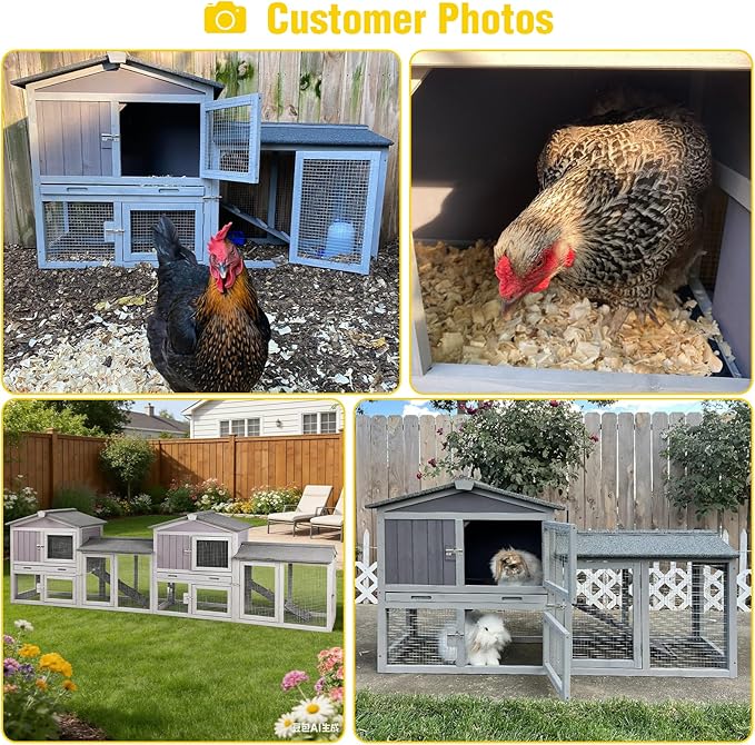 Aivituvin Chicken Coop for 2 Chickens, Wooden Duck House Outdoor Hen House Poultry Quail Cage-Expandable Design