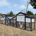 Wooden Chicken Coop Indoor Outdoor, 132" Backyard Hen House for 2-3 Chickens, 2 Story Poultry Cage Chicken Coop, Nesting Box, Pull Out Trays, Set of Two, (Black)
