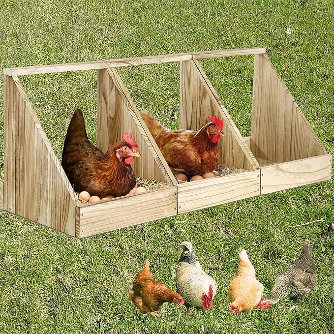 3 Pack Chicken Coop Nesting Boxes for Laying Eggs - Wooden, Duck & Chicken Nesting Box Accessories