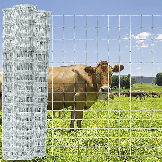 6ft x 164ft Heavy-Duty Galvanized Farm Fence – Durable Livestock Fence for Cattle, Sheep, Goats, Deer – Field Fencing for Yard & Ranch Protection