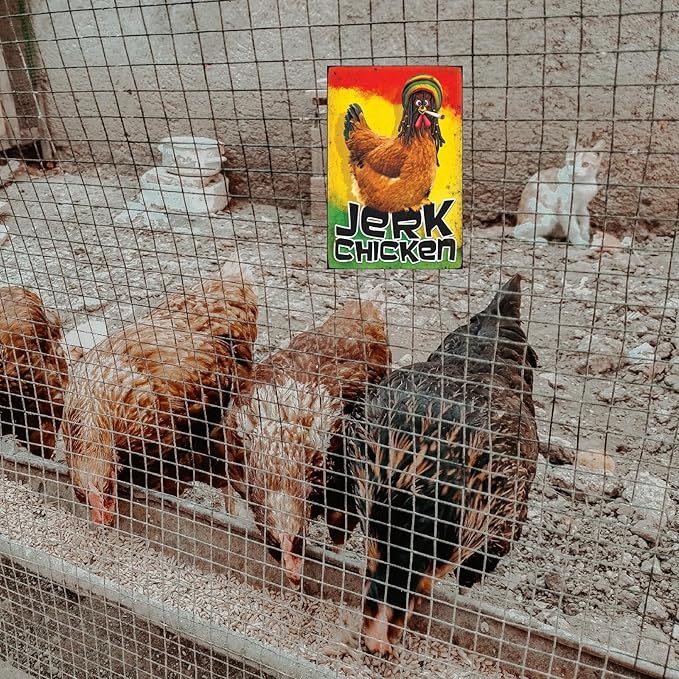 Funny Chicken Sign, Metal Chicken Coop Tin Signs, Jerk Chicken, Yard Sign Garage Farm Garden Wall Decor Sign Plaque Outdoor for Home Fence 8 X 12 Inches