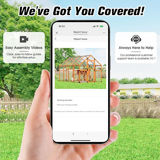 Extra Large Chicken Coop Run, Outdoor Wooden Chicken House Insulated with Waterproof Cover for Winter, 4 Nesting Boxes, Roosting Bars for 10-15 Chickens, Backyard, Farm, 9' x 6' x 6' (Orange)