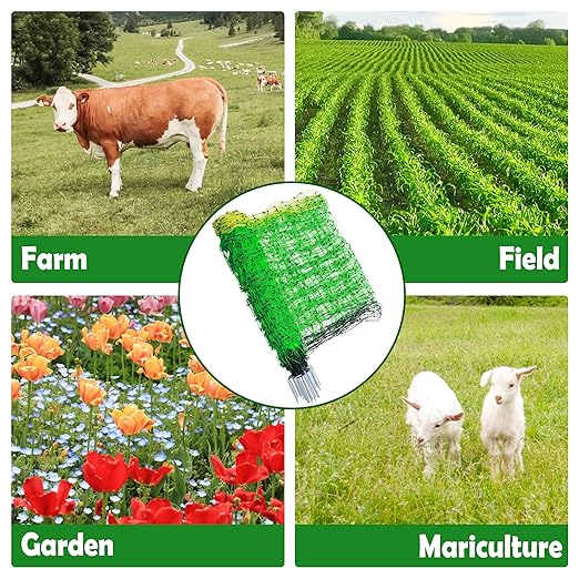 Electric Fence Netting, 35.5" x 164' Electric Poultry Netting with Fiberglass Posts and Double-Spiked Stakes, Utility Portable Mesh for Poultry in Backyards, Homesteads, Farms and Ranches