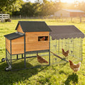 GUTINNEEN 85.6" Large Chicken Coop with Run for 6-8 Chickens, Heavy Duty Chicken Tractor with Wheels, Wooden Chicken House with Reinforced Steel Frame, Nesting Box & Pull-Out Metal Tray