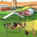 13.1'L x 9.8'W x 6.6'H Large Metal Chicken Coop,Chicken Run, Walk-in Poultry Cage Chicken Pen House, Rabbits Habitat Cage with Waterproof and Anti-Ultraviolet Cover for Outdoor