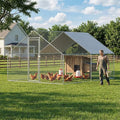 Large Chicken Coop Metal Walk-in Run 9.8' x 13' x 6.5', Heavy Duty Galvanized Steel Cage with Waterproof Cover, Secure Lock, Outdoor Pen Enclosure for Hens, Ducks, Rabbits