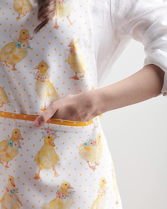 Maison d' Hermine 100% Cotton Apron for women with Pocket Kitchen Chef Apron for Men Cooking Easter Decorations