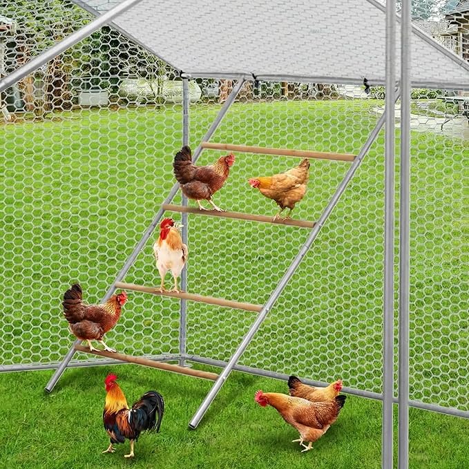 55" Chicken Perch Roosting Bar, Metal Chicken Ladder for Coop, Multi-Tier Wood and Iron Hen Stand, Durable Backyard Poultry Roost for Resting and Exercise