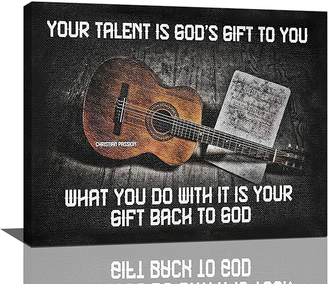 Vintage Guitar Wall Art - Chords Pictures Canvas Prints - Inspirational Artwork for Music Studio, Bedroom, Living Room, Bathroom - 20"x16"