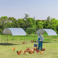 Giantex 25ft Metal Chicken Coop, Galvanized Walk-in Chicken Run with Waterproof Cover, Dome Shaped Poultry Cage Hen Run House Rabbits Habitat Cage for Backyard Farm Outdoor (25 x 9.2 ft, Dome)