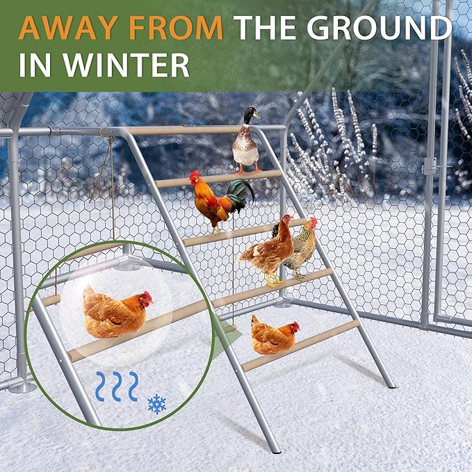 Chicken Perch for Coop with Swing & Roosting Bars, Ladder - Perfect for Backyard Poultry - Easy Installation & Cleaning (55'' L x 41'' W)