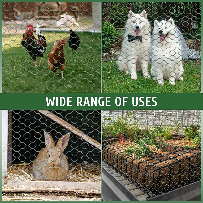 Chicken Wire for Floral Arrangements, 15.7x79in Green Mesh, 0.6in Hexagonal Galvanized PVC Coated Netting, Garden Fence for Crafts, Poultry, Plant Protection, DIY Projects