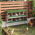 10-Compartment Metal Chicken Nesting Box - with Perch, Secure Lid & Metal Legs, Wall-Mount or Free-Standing Nesting Boxes for Hens