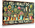 Vintage Garden Metal Sign Funny Gardening Tin Signs Rustic Farmhouse Wildflowers Daisy Aluminum Wall Art I Need These Plants for Home Garden Patio Farm Yard Outdoor Indoor Decor 8x12 Inch
