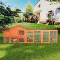 Large Wooden Chicken Coop Outdoor Hen House with Run, Waterproof Roof & Nesting Box, Secure Lock, Removable Tray, Ramp & Perch for 2–4 Chickens or Small Pets (Natural, 113.5")