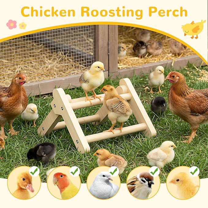 Innoland Chick Perch Foldable, Chick Toys Stable & No Assemble, Baby Chick Toys for Stand Training, 8.27" × 7.68" × 4.92" Roosting Perch for Chicks Brooder | Coop (S)