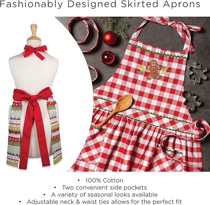 DII Home Sweet Farmhouse Kitchen Collection, Apron, Barn Red