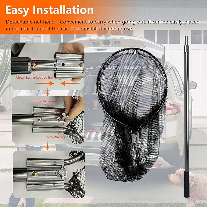 Catcher Net Small Animal Control Net Poultry Catching Trap Tool for Chicken, Duck, Goose, Fish, Cat, Dog and Others(43"- 78" Handle with 24" Net Opening) (Advanced Grey - Large)