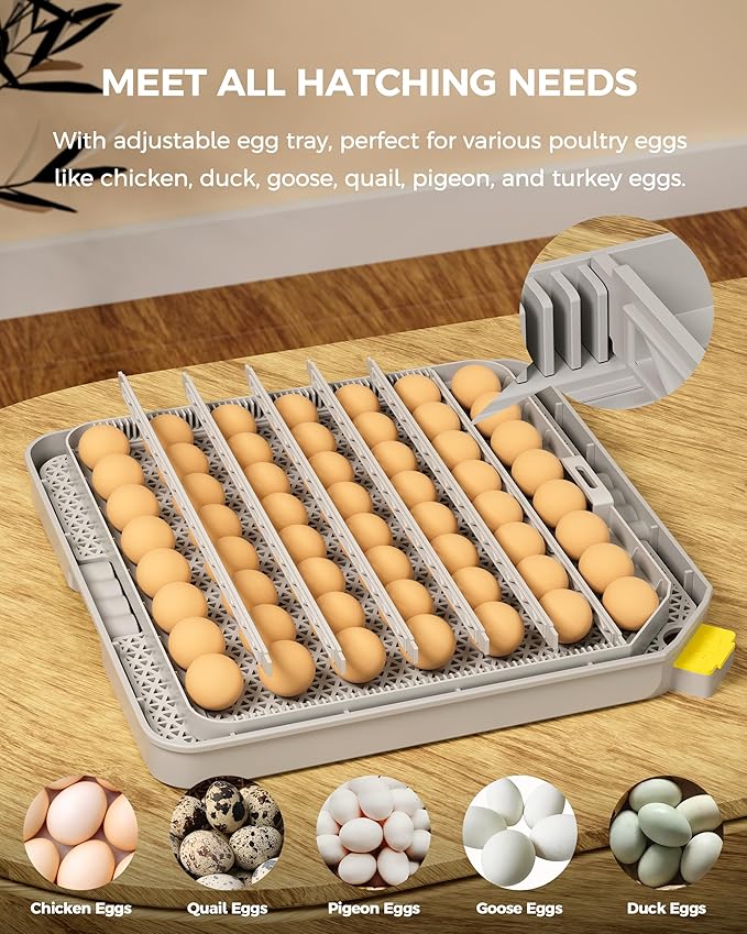 48 Egg Incubator for Hatching with Automatic Egg Turning and Humidity Control, Egg Candler, Poultry Egg Incubator for Chicken, Ducks, Goose, Pigeon, Quail, ideal for Farm, Classroom, Home