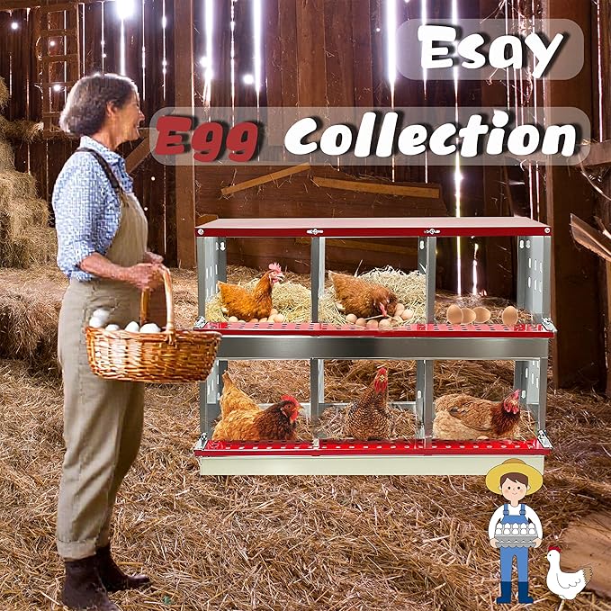 XINYI Chicken Nesting Boxes for Laying Eggs,Metal Coop for 6 Chickens,Roll Away Nesting Boxes,Easy Egg Collection,Brooder Box for Rabbit,Squirrel,Parakeet,Owl,Cockatiel,Robin