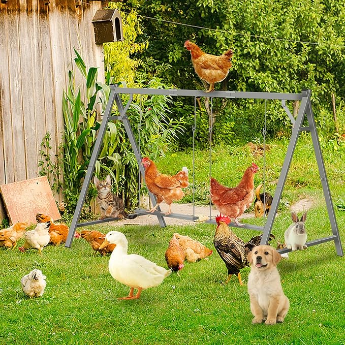 Chicken Perches with Swing, Chicken Roosting Bars for Coop Accessories, Activity Play Toys for Pet's Health & Happy