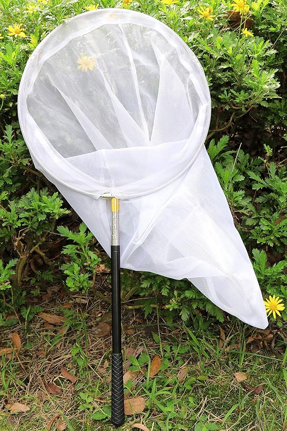RESTCLOUD Professional Insect and Butterfly Net with 14" Ring, 26" Net Depth, 59" Telescopic Handle Full Extends to 73" Stainless Lockable