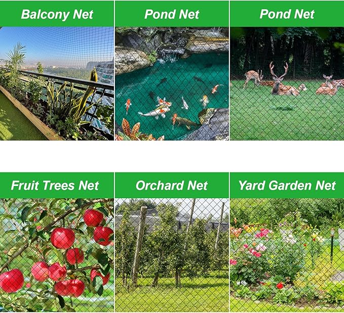 SPORTYOUTH Bird Netting for Garden, 50x50 ft 3/4" Square Mesh Heavy Duty Nylon Chicken Coop Poultry Hawk Aviary Netting for Blueberry Bushes Fruit Trees Vegetable Against Birds Deer Squirrels
