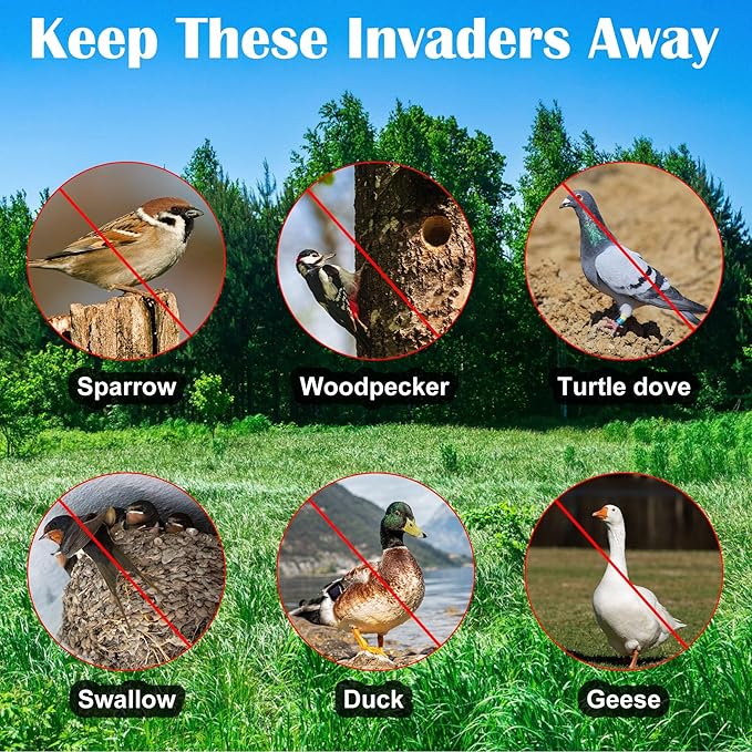 [492FT] Effective Birds Scare Ribbon, Reflective Flash Reflectors to Keep Pigeons, Hawks, Woodpeckers, Geeses Away from Trees Plants Crops